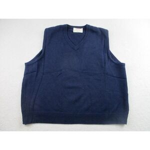 VTG Lord Jeff‎ Sweater Vest Mens XL Navy Blue Lambswool Made USA V Neck Knit